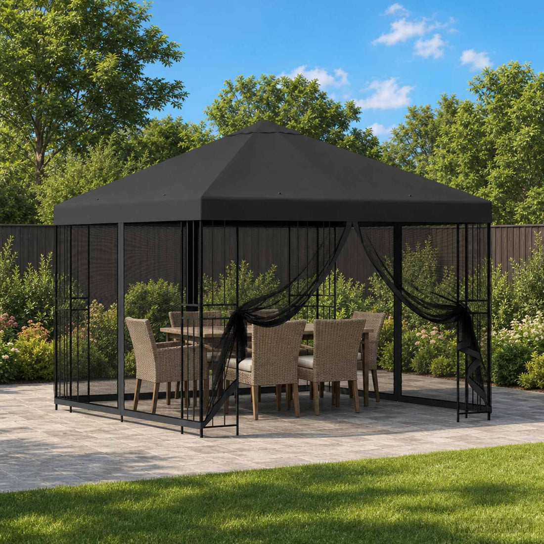 vidaXL Gazebo de jardín con paredes laterales 3 x 3 m Gris antracita