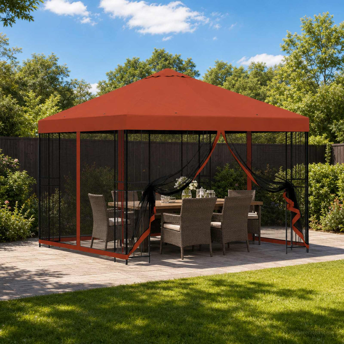 vidaXL Gazebo de jardín con paredes laterales 3 x 3 m Terracota