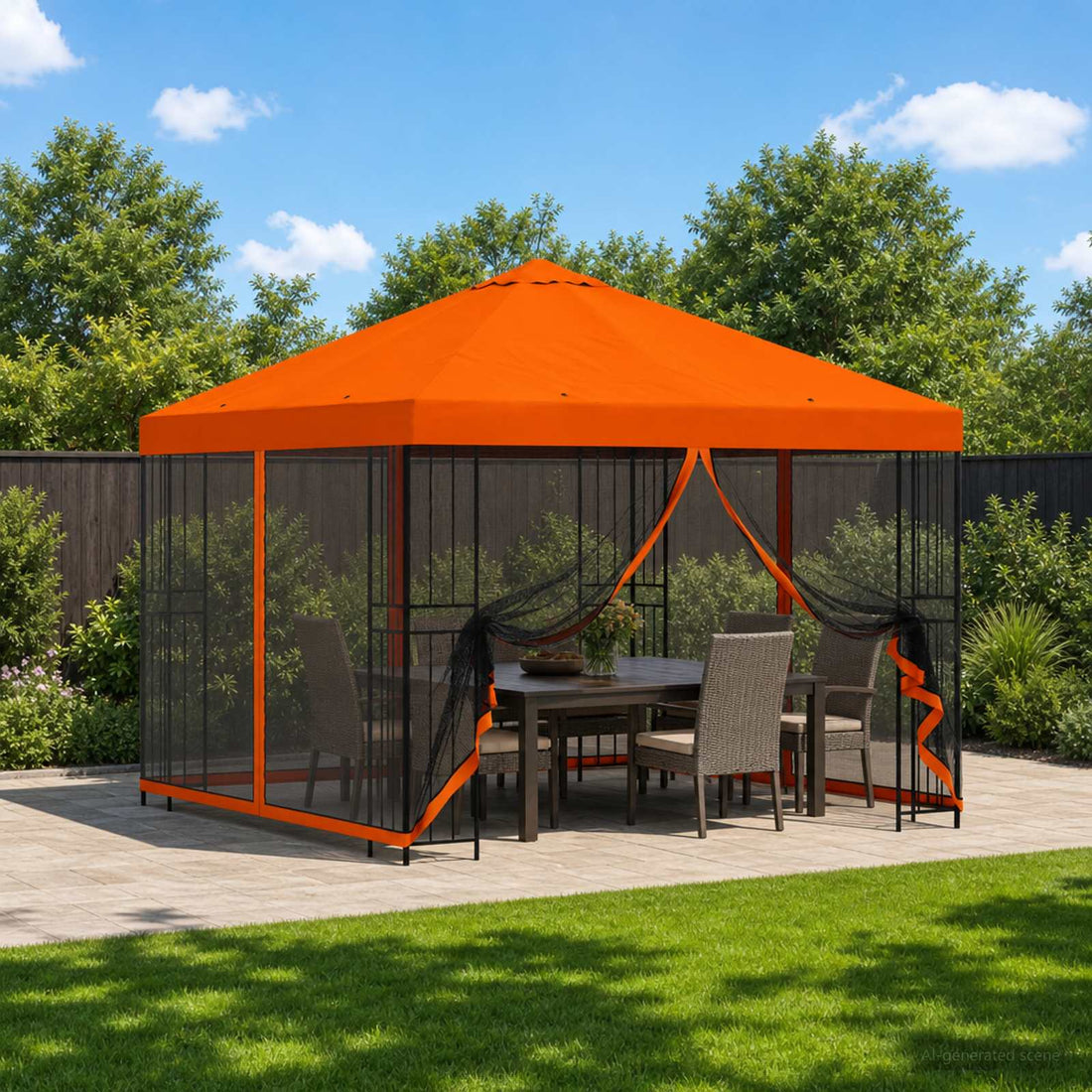 vidaXL Gazebo de jardín con paredes laterales 3 x 3 m Naranja