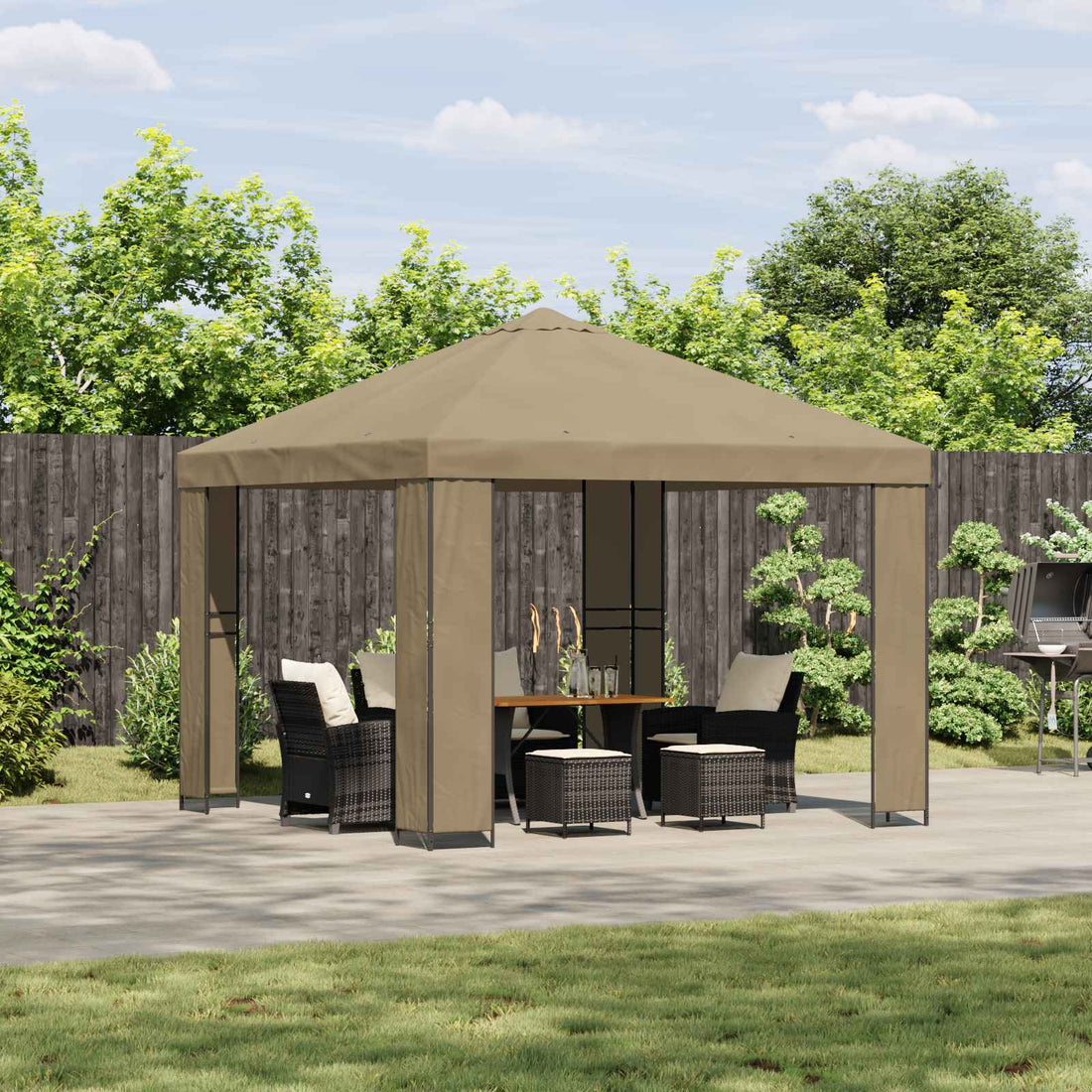 vidaXL Cenador 3 x 3 m Beige Poliéster y Acero 190 gsm