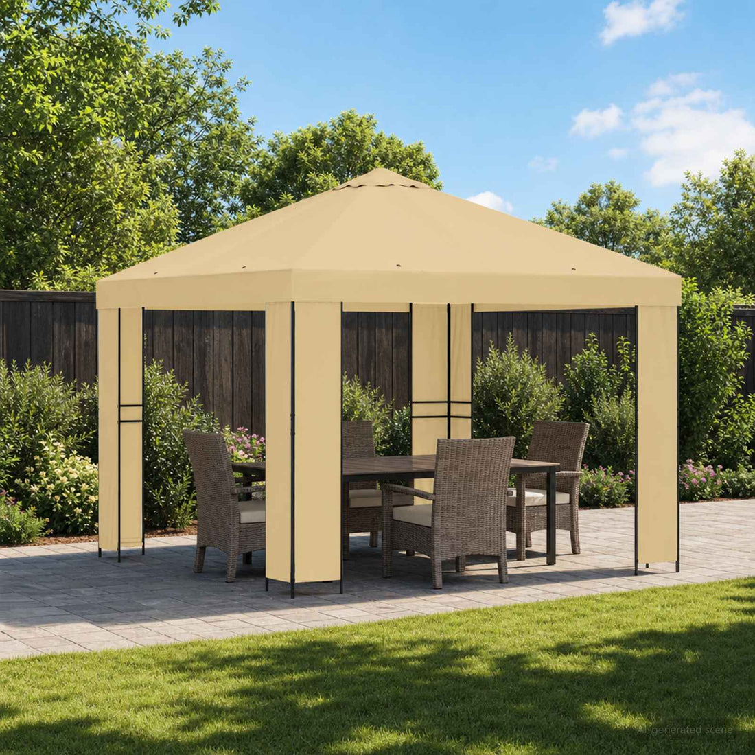 vidaXL Cenador 3 x 3 m Crema Poliéster y Acero 190 gsm
