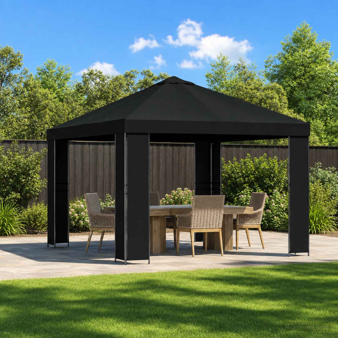 vidaXL Cenador 3 x 3 m Negro Poliéster y Acero 190 gsm