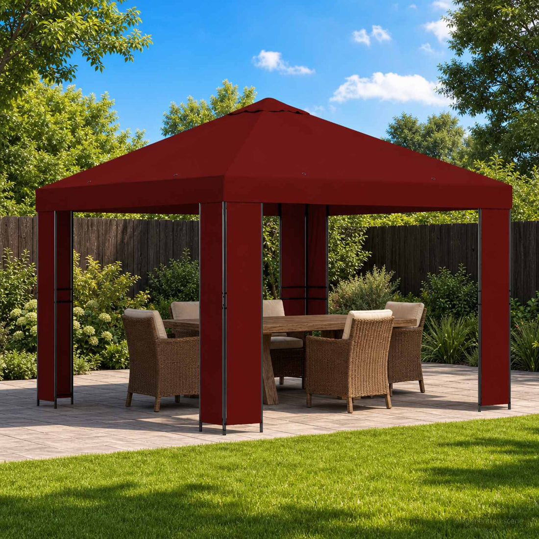 vidaXL Cenador 3 x 3 m Burdeos Poliéster y Acero 190 gsm