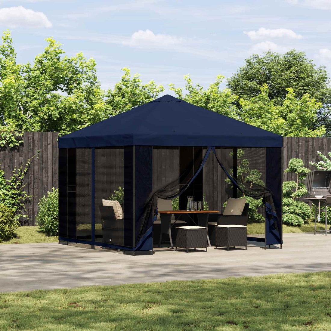vidaXL Gazebo de jardín con paredes laterales 3 x 3 m Azul