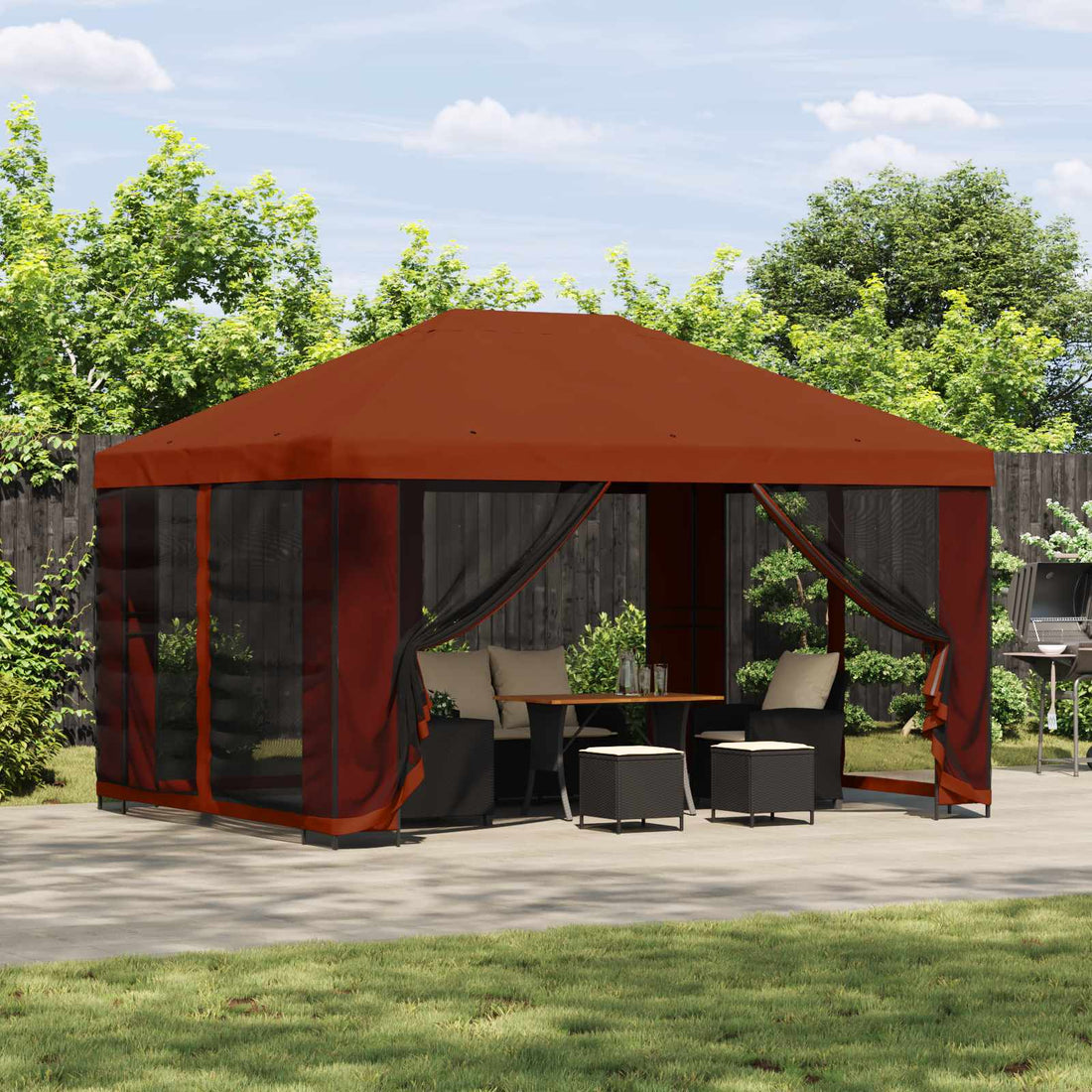 vidaXL Gazebo con paredes laterales 4 x 3 m Terracota