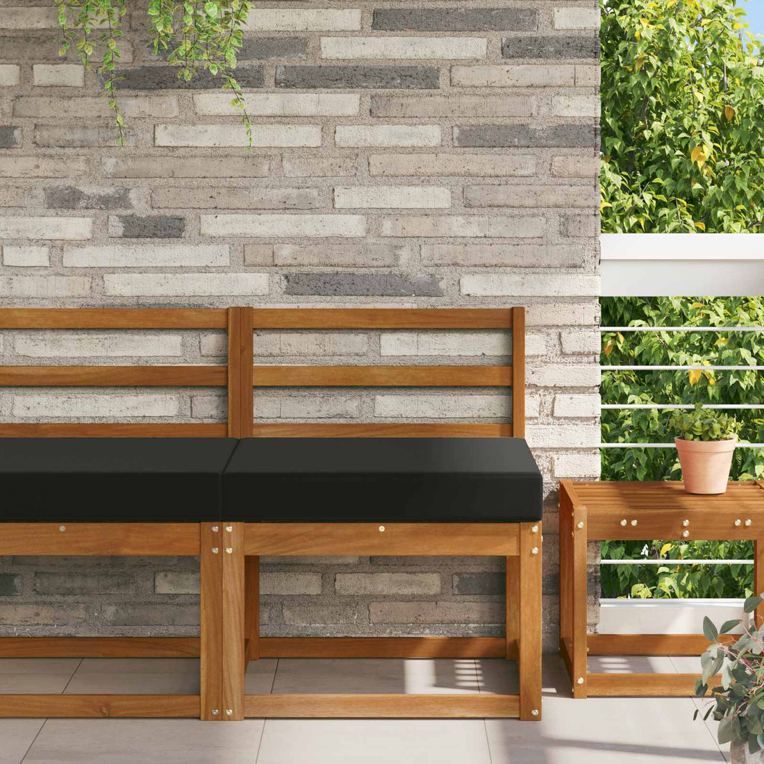 vidaXL Cojín para sofá de exterior Poliéster Negro 60 x 60 cm