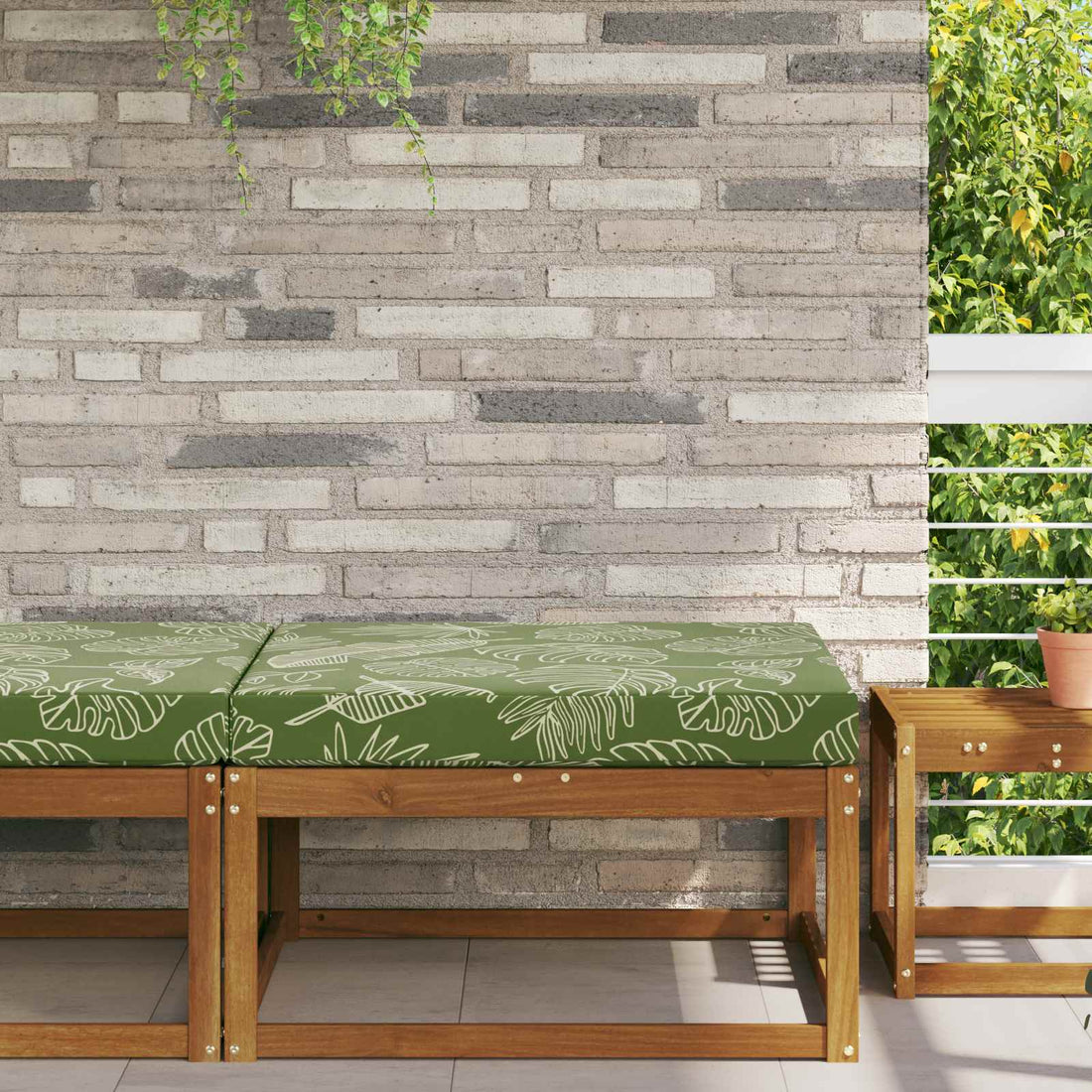 vidaXL Cojín para sofá de exterior Poliéster Diseño de Hojas