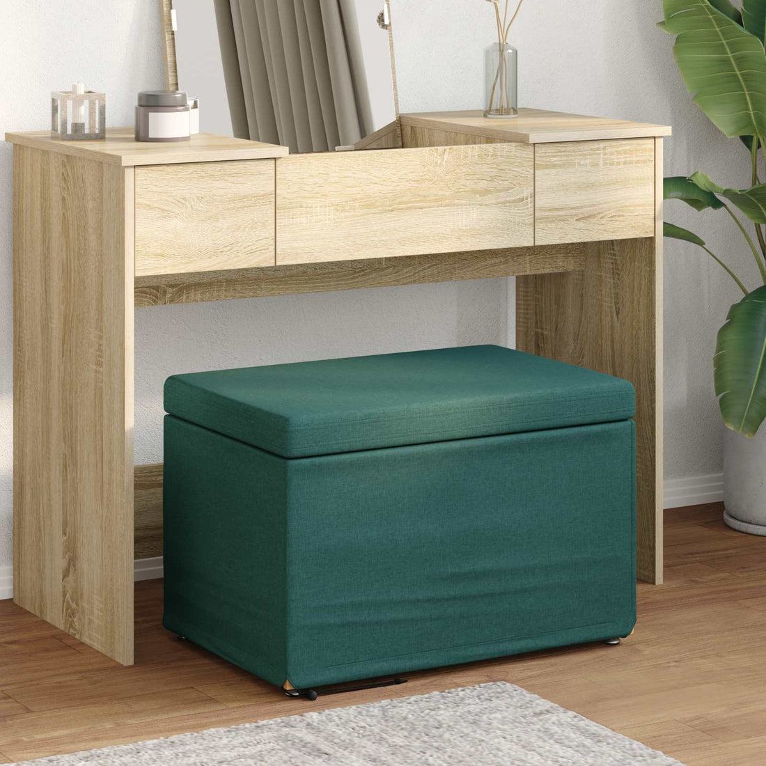 vidaXL Taburete Verde oscuro 61 x 41 x 40 cm Tela y Madera Ingeniería
