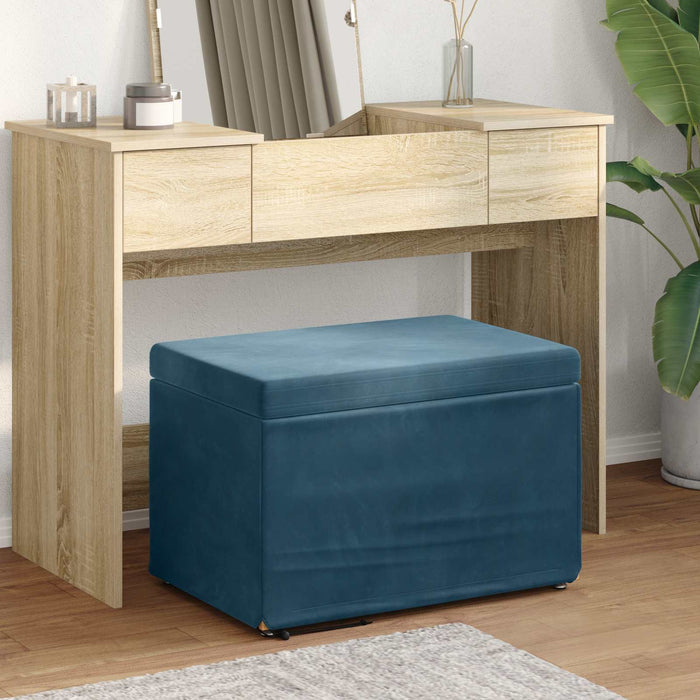 vidaXL Taburete Azul 61 x 41 x 40 cm Terciopelo y Madera Fabricada