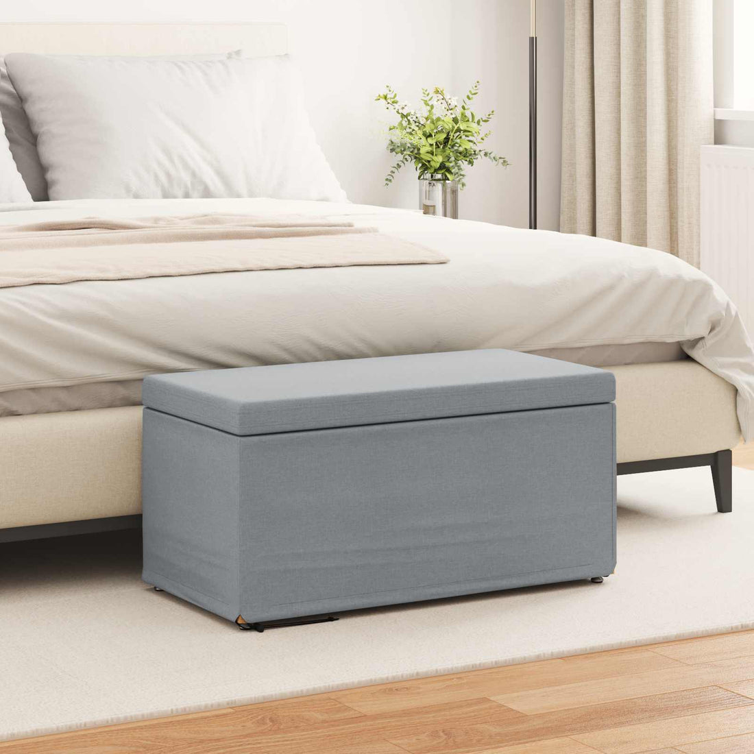 vidaXL Taburete Gris Claro 81 x 41 x 40 cm Tela y Madera Ingeniería