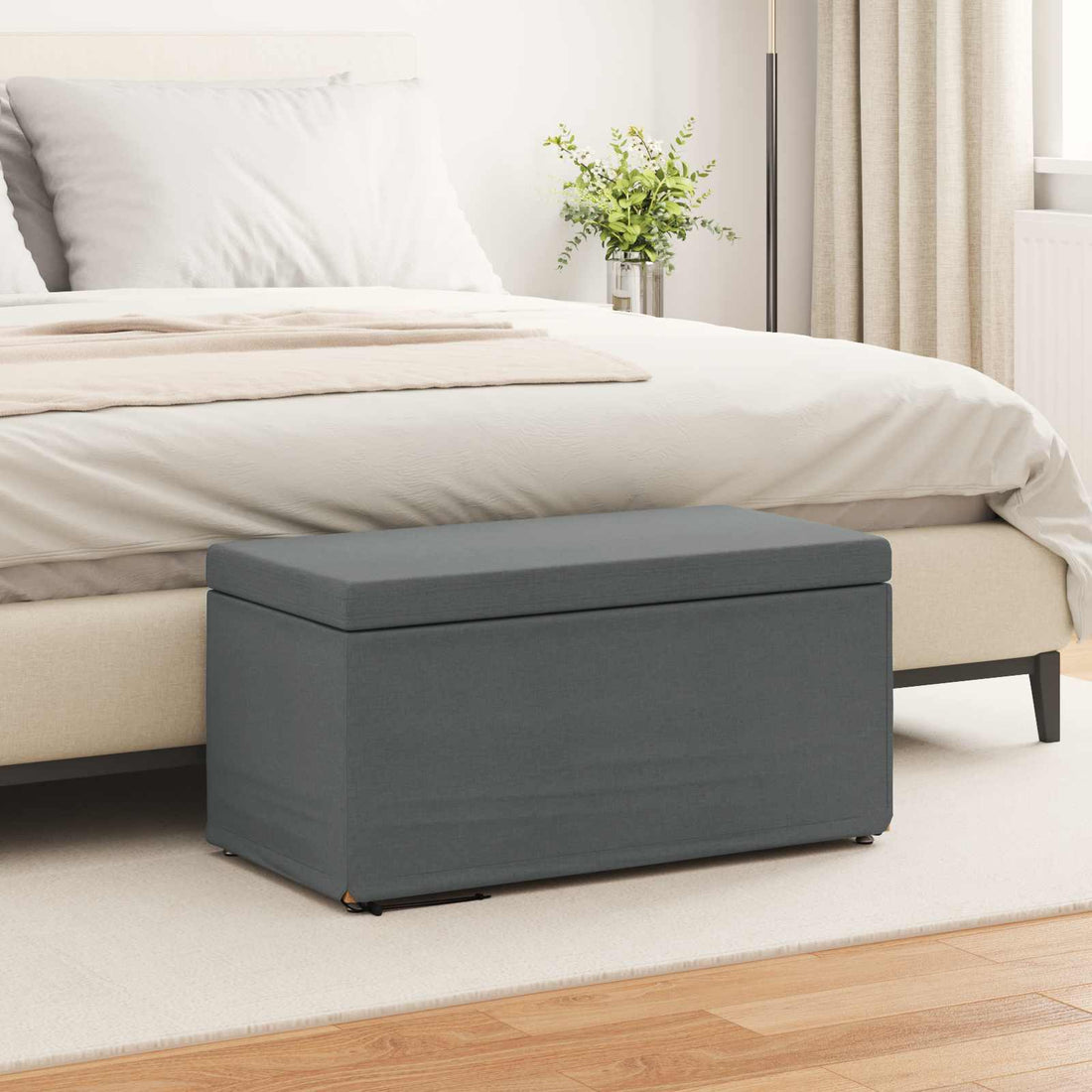 vidaXL Taburete Gris oscuro 81 x 41 x 40 cm Tela y Madera Ingeniería