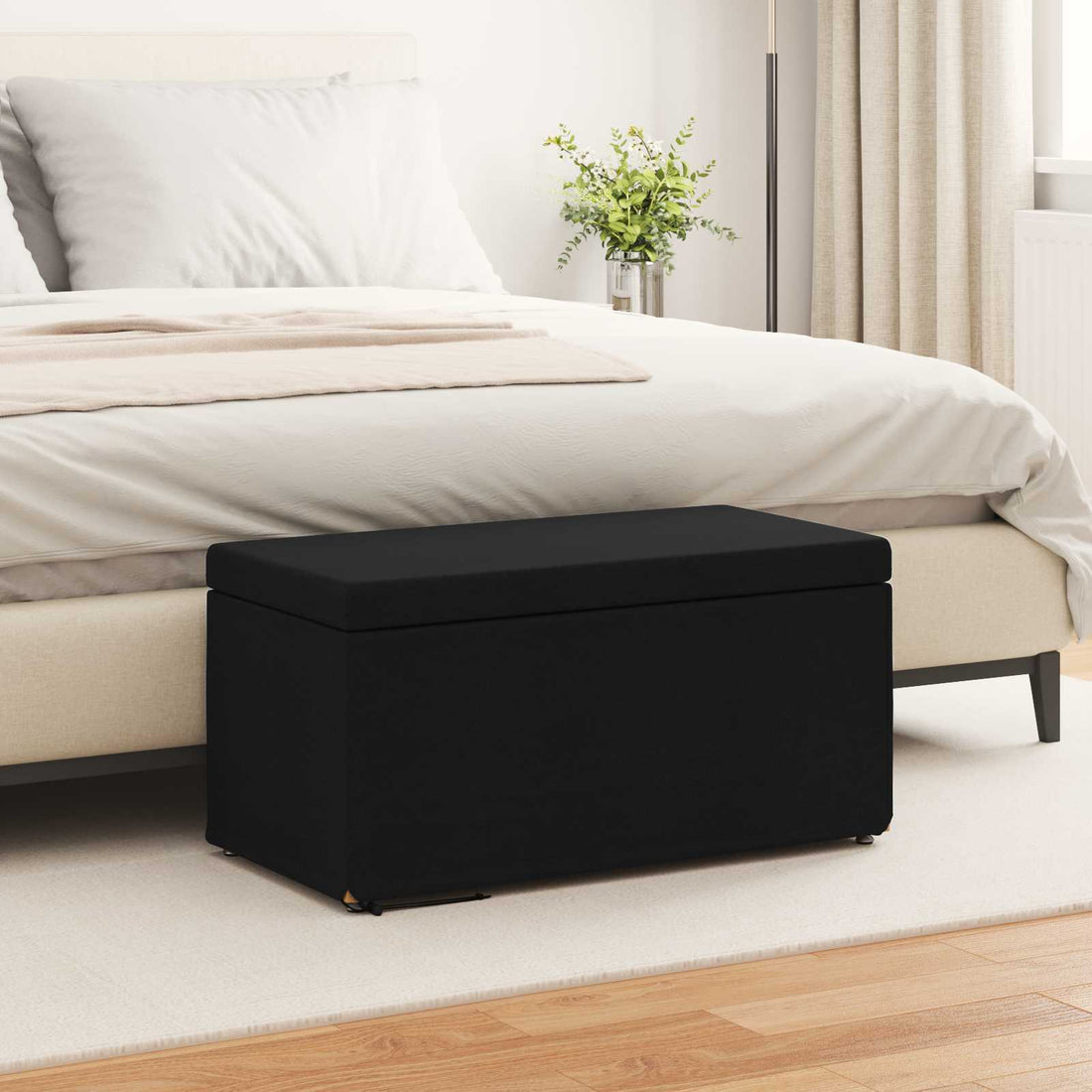 vidaXL Taburete Negro 81 x 41 x 40 cm Tela y Madera Ingeniería