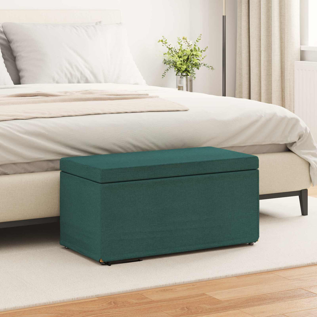 vidaXL Taburete Verde oscuro 81 x 41 x 40 cm Tela y Madera Ingeniería