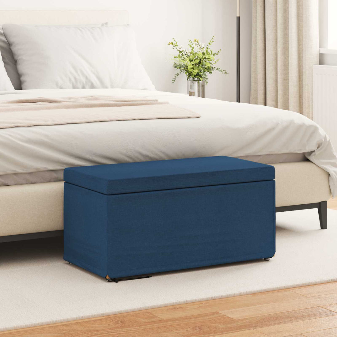 vidaXL Taburete Azul 81 x 41 x 40 cm Tela y Madera Ingeniería