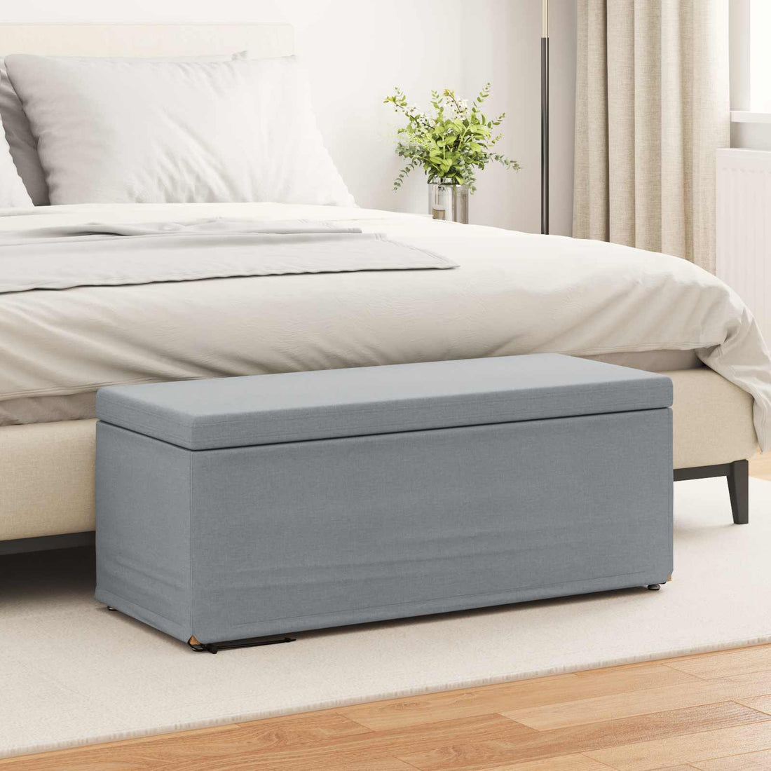 vidaXL Taburete Gris Claro 101 x 41 x 40 cm Tela y Madera Ingeniería
