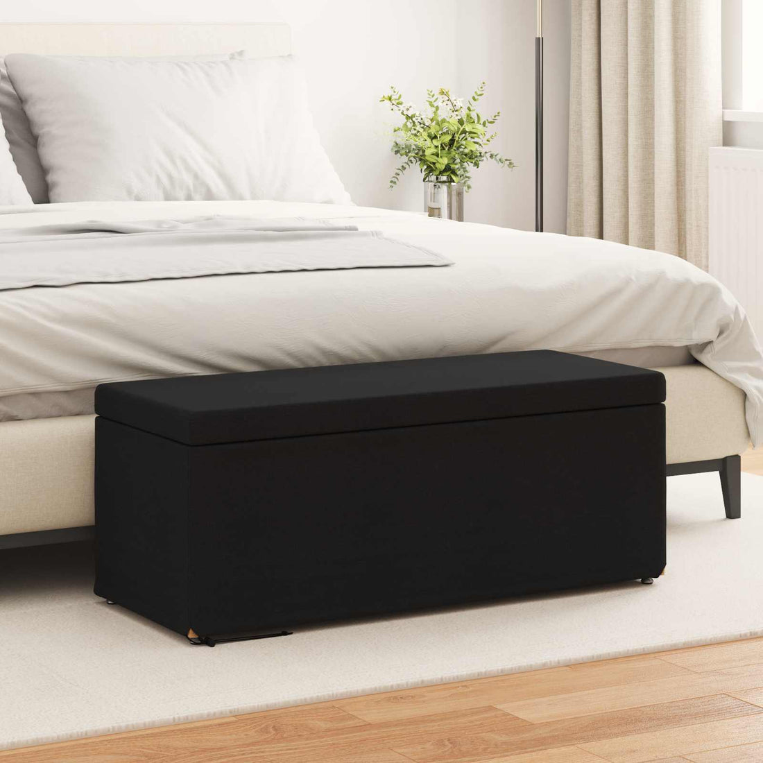 vidaXL Taburete Negro 101 x 41 x 40 cm Tela y Madera Ingeniería