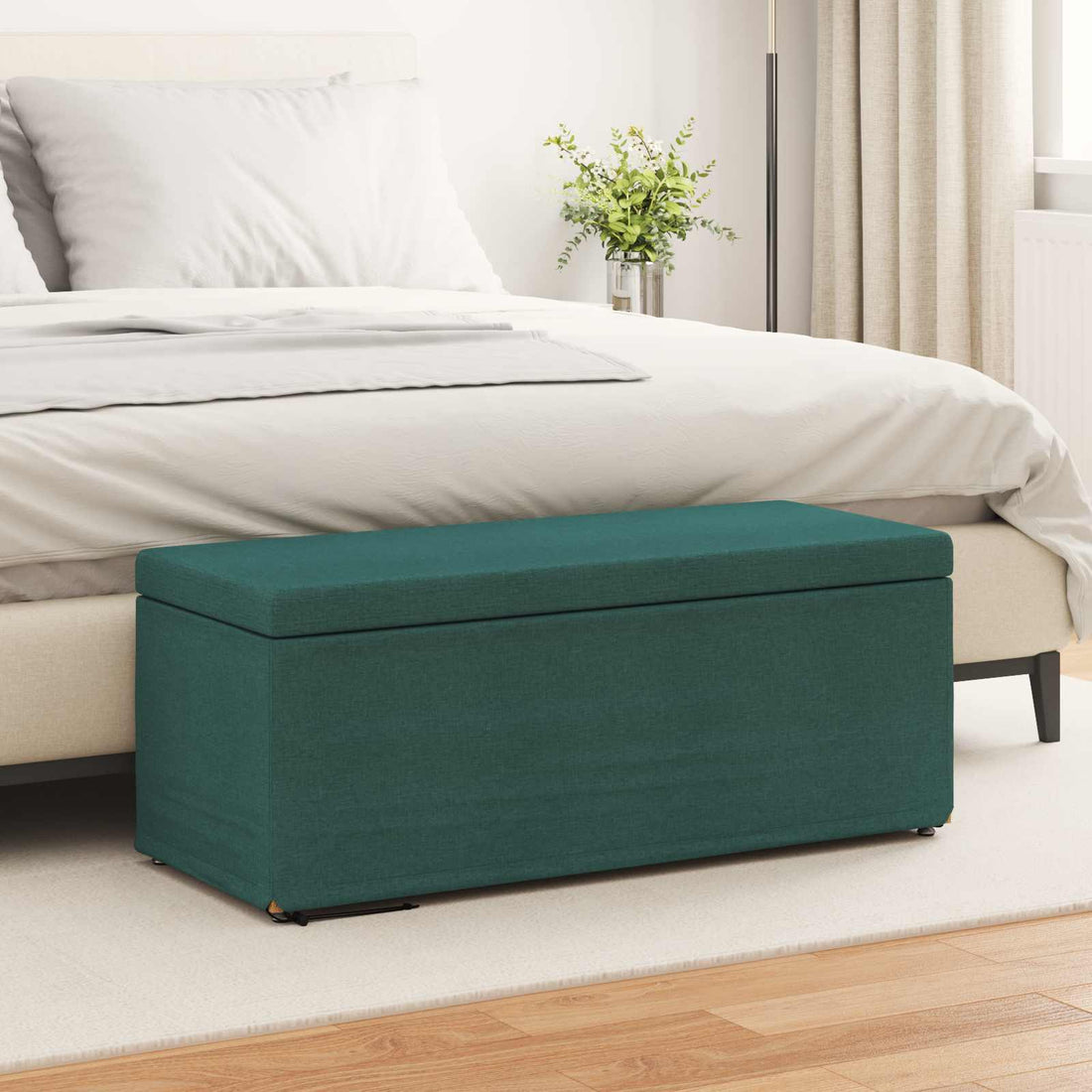 vidaXL Taburete Verde oscuro 101 x 41 x 40 cm Tela y Madera Ingeniería
