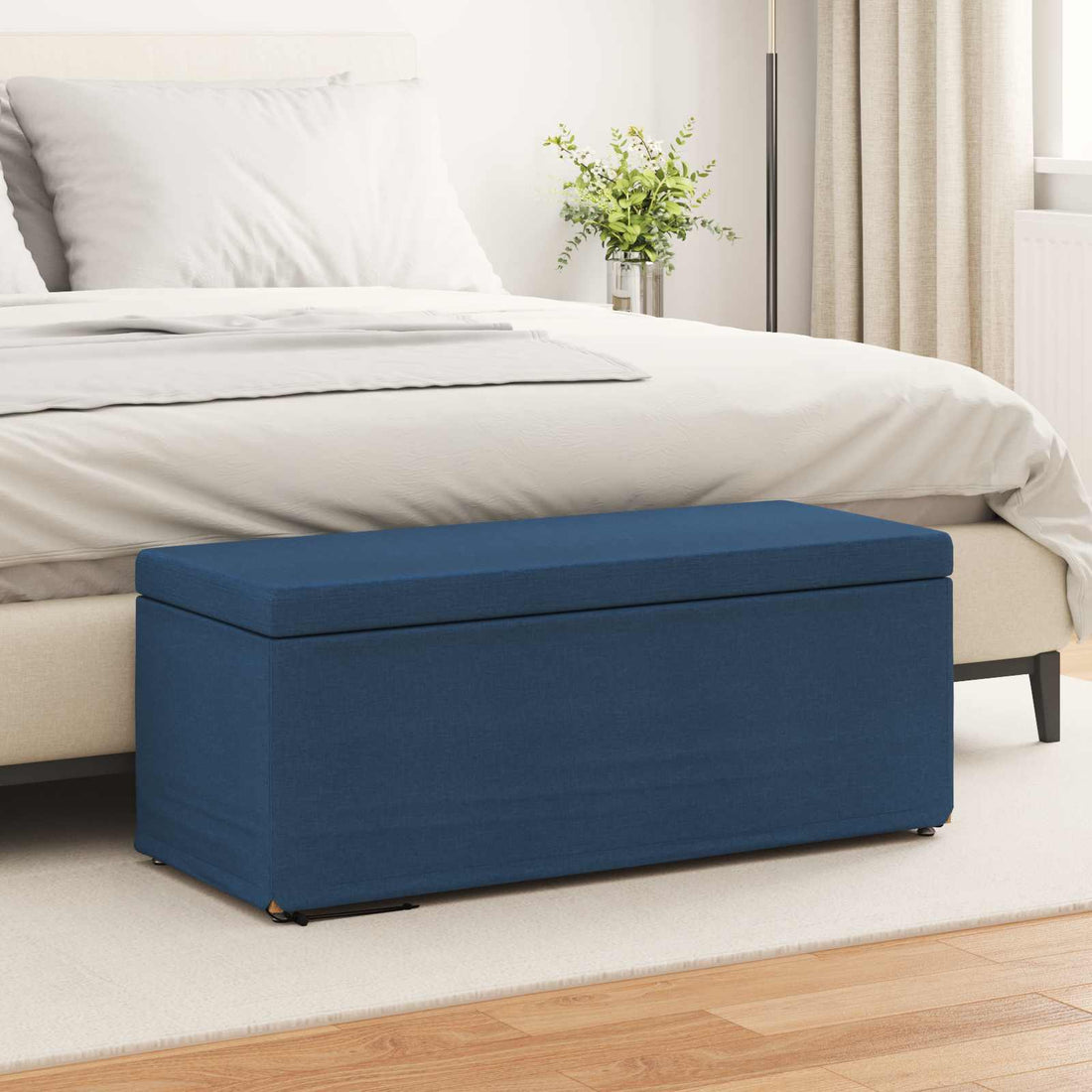 vidaXL Taburete Azul 101 x 41 x 40 cm Tela y Madera Ingeniería