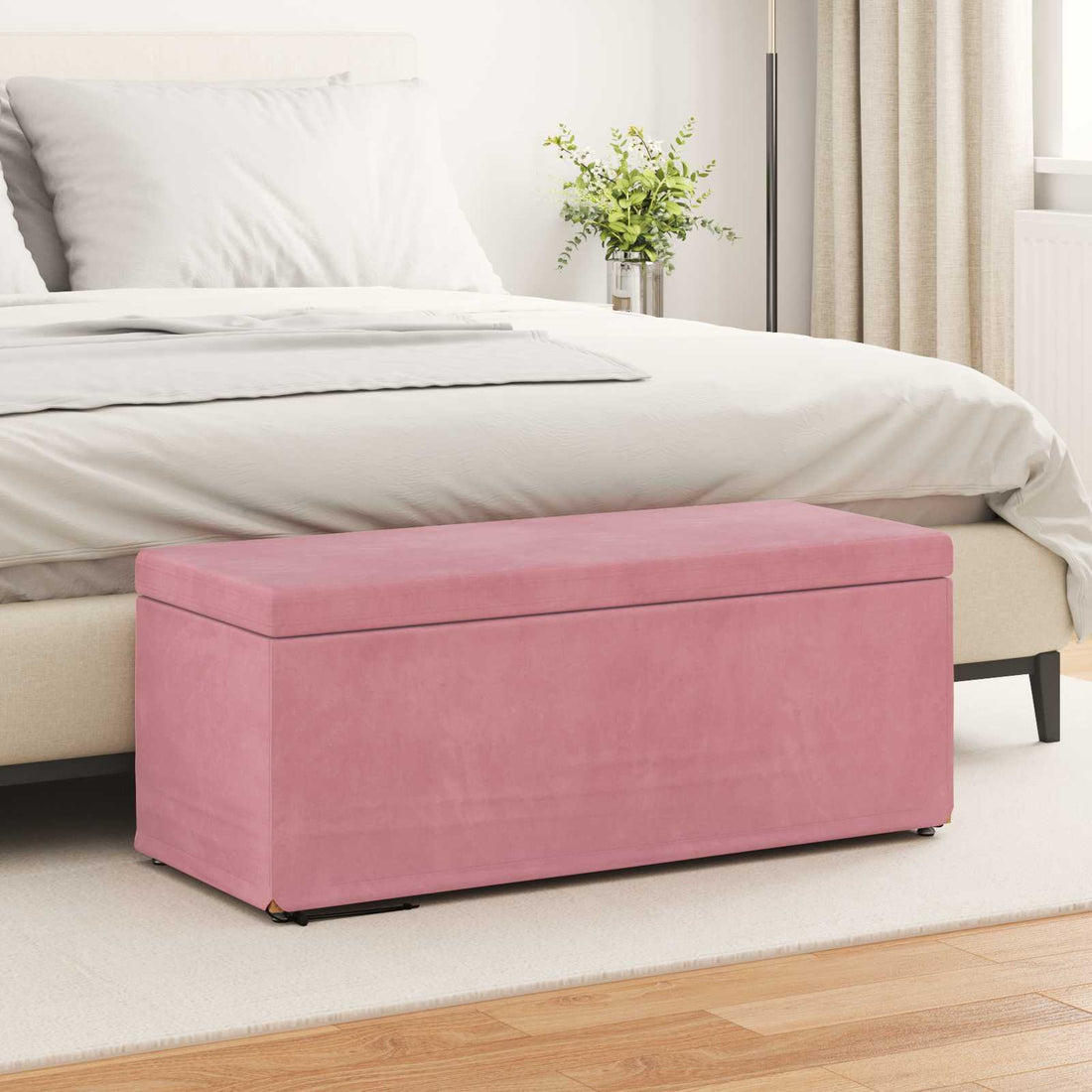 vidaXL Taburete Rosa 101 x 41 x 40 cm Terciopelo y Madera Fabricada
