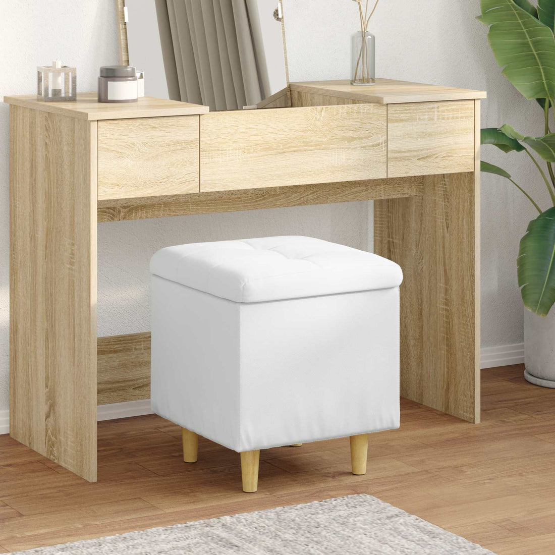 vidaXL Ottoman con Almacenamiento 40 x 40 x 45 cm Cuero sintético
