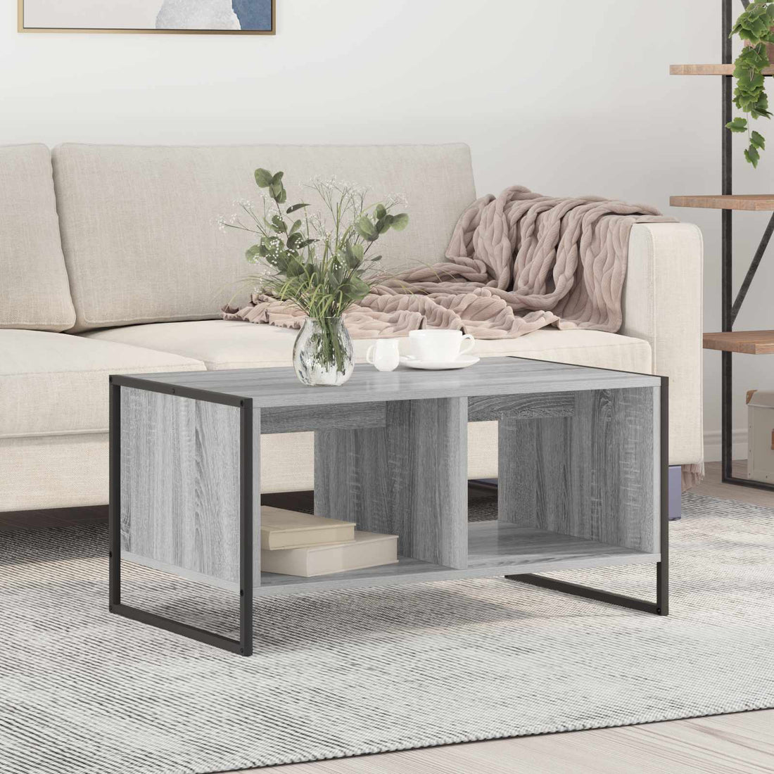 vidaXL Mesa de Café Gris Sonoma 80 x 50 x 40 cm Madera de ingeniería