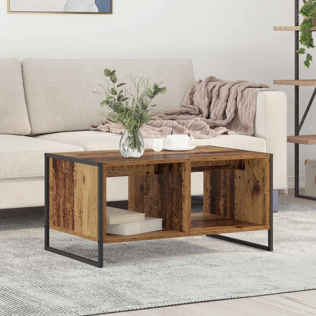 vidaXL Mesa de Café Madera Vieja 80 x 50 x 40 cm Madera de ingeniería
