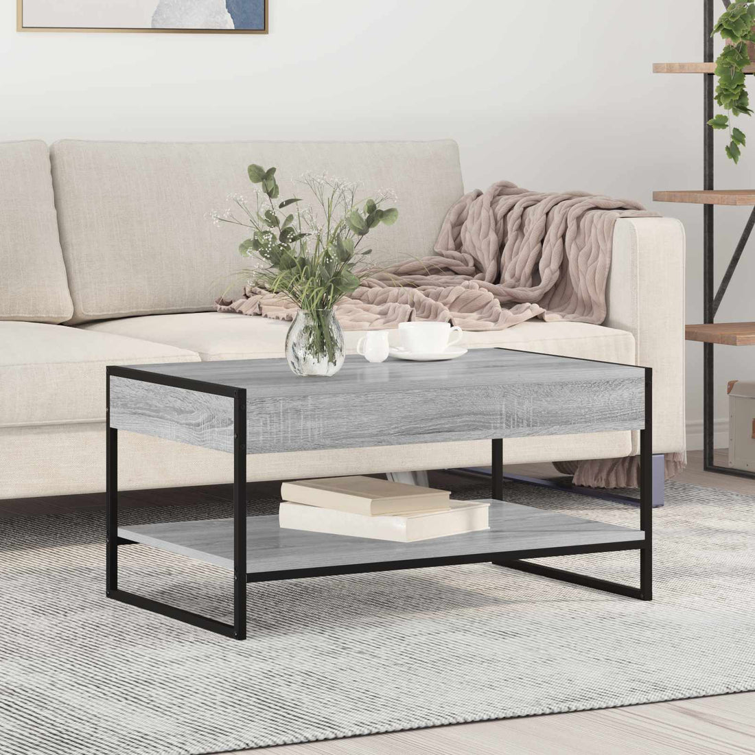 vidaXL Mesa de Café Gris Sonoma 80 x 50 x 40 cm Madera de ingeniería