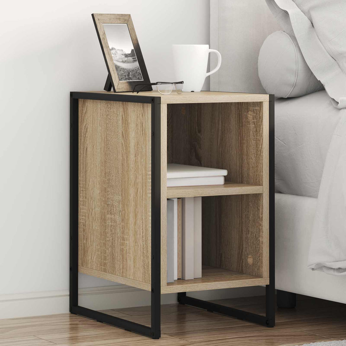 vidaXL Mesa de Noche Sonoma 39.5 x 30 x 50 cm Madera de ingeniería