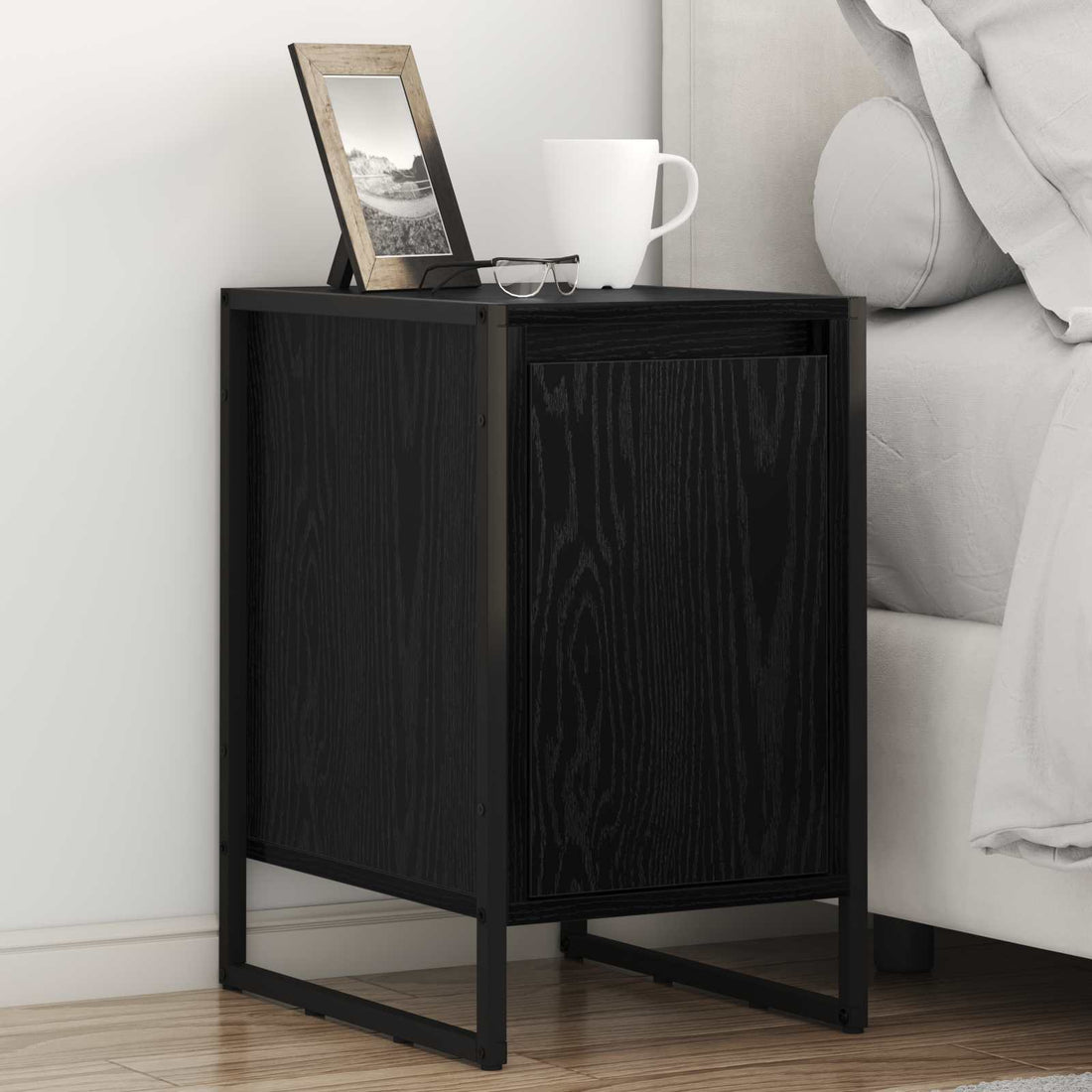 vidaXL Mesa de Noche 2 uds. Roble Negro 39,5 x 30 x 50 cm
