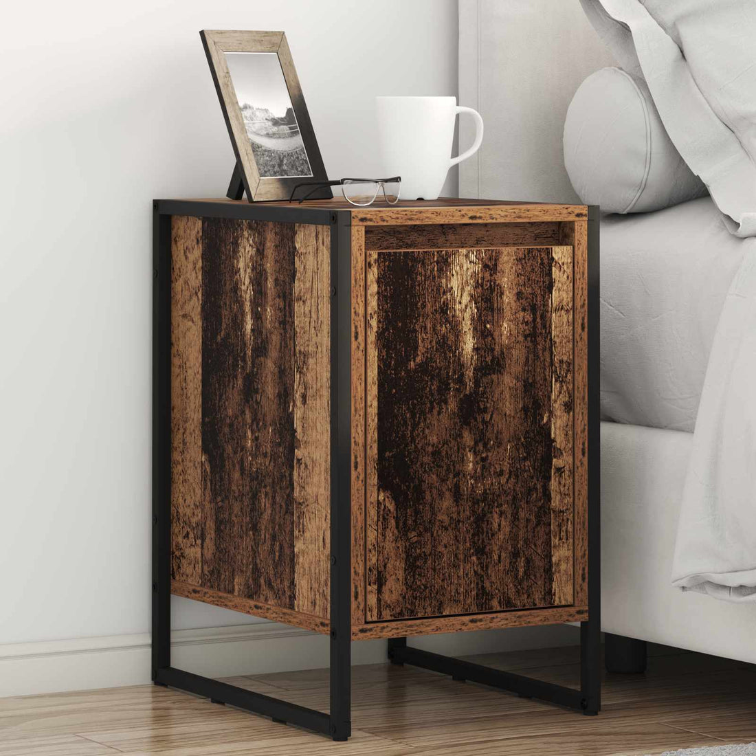vidaXL Mesa de Noche 2 uds. Madera Vieja 39,5 x 30 x 50 cm
