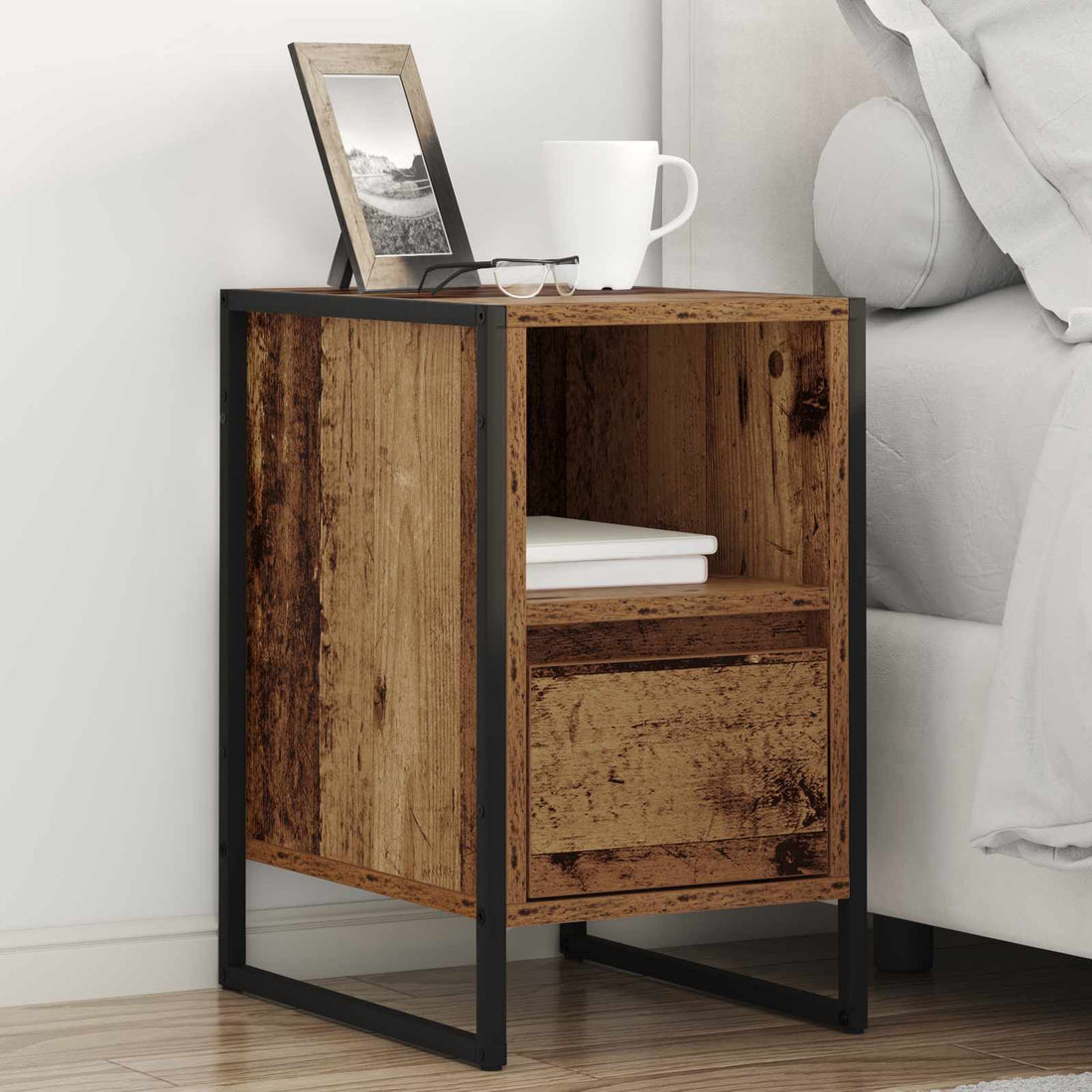 vidaXL Mesa de Noche Madera Vieja 39,5 x 30 x 50 cm