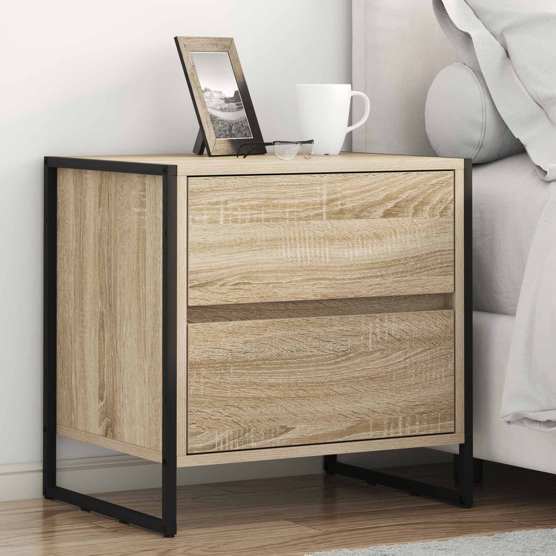 vidaXL Mesa de Noche Sonoma 50 x 39.5 x 50 cm Madera de ingeniería