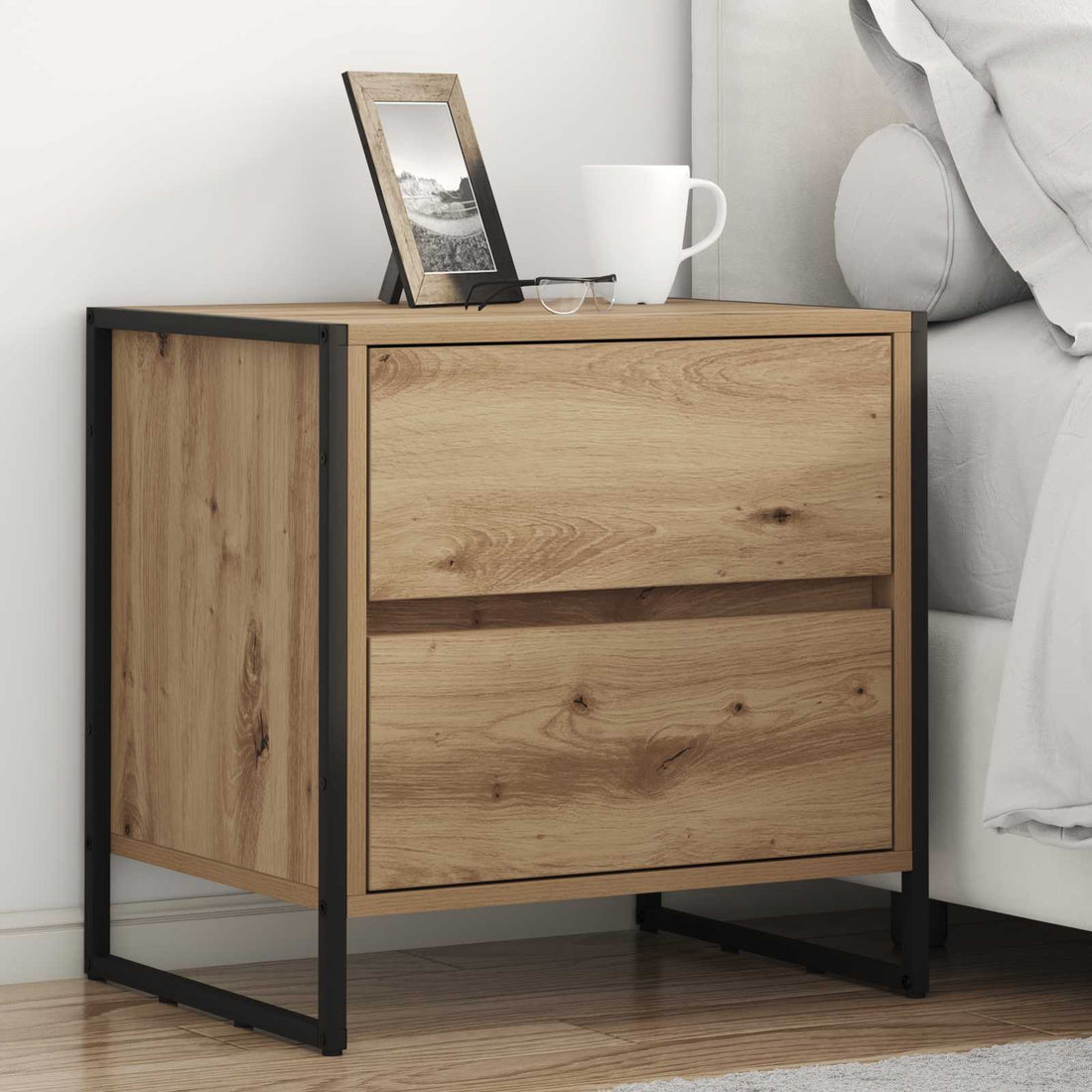 vidaXL Mesa de Noche 2 uds. Roble artisan 50 x 39.5 x 50 cm