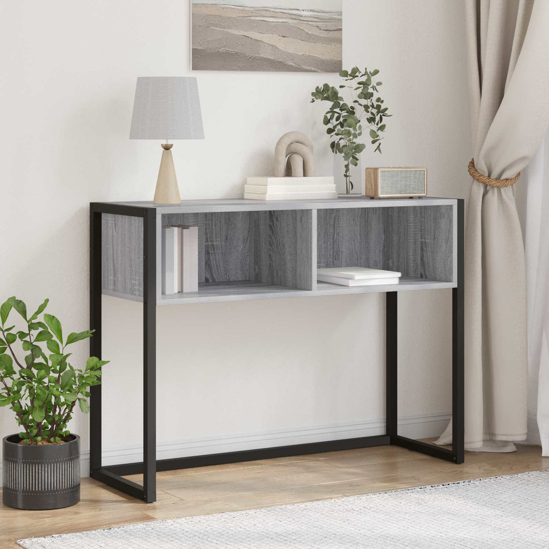 vidaXL Mesa Auxiliar Gris Sonoma 100 x 36 x 75 cm Madera de ingeniería