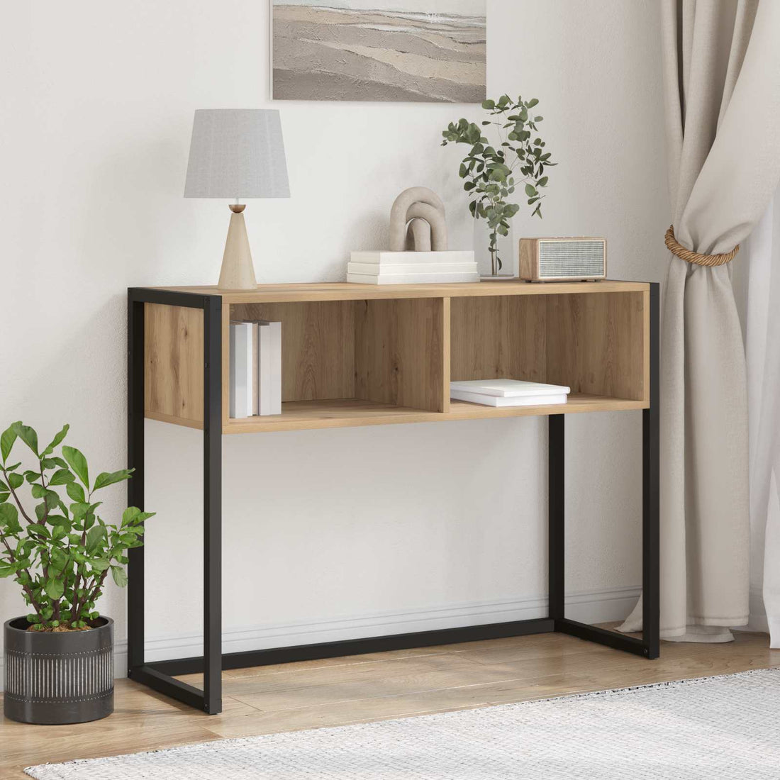 vidaXL Mesa Auxiliar Roble artisan 100 x 36 x 75 cm