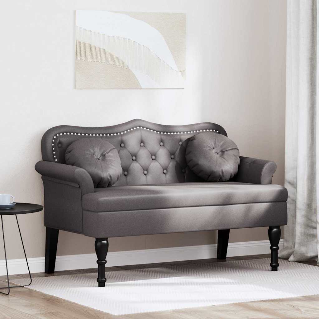 vidaXL Banco Chesterfield Gris 120.5 x 65 x 75 cm Cuero sintético
