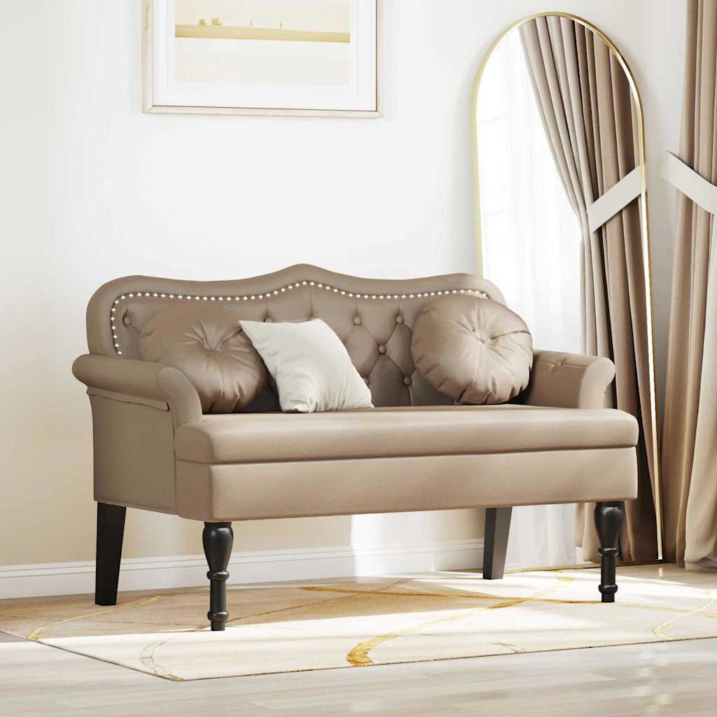 vidaXL Banco Chesterfield Capuchino 120.5 x 65 x 75 cm Cuero sintético