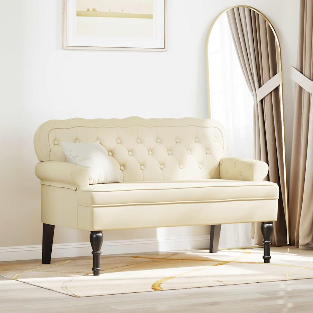 vidaXL Banco Chesterfield Crema 119,5 x 64,5 x 75 cm Cuero sintético