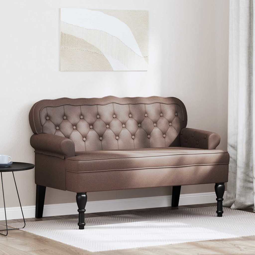 vidaXL Banco Chesterfield Marrón 119,5 x 64,5 x 75 cm Cuero sintético