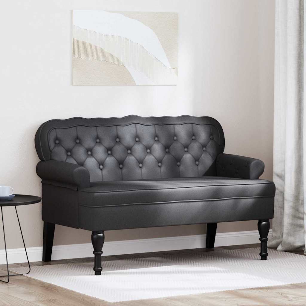 vidaXL Banco Chesterfield Negro 119,5 x 64,5 x 75 cm Cuero sintético