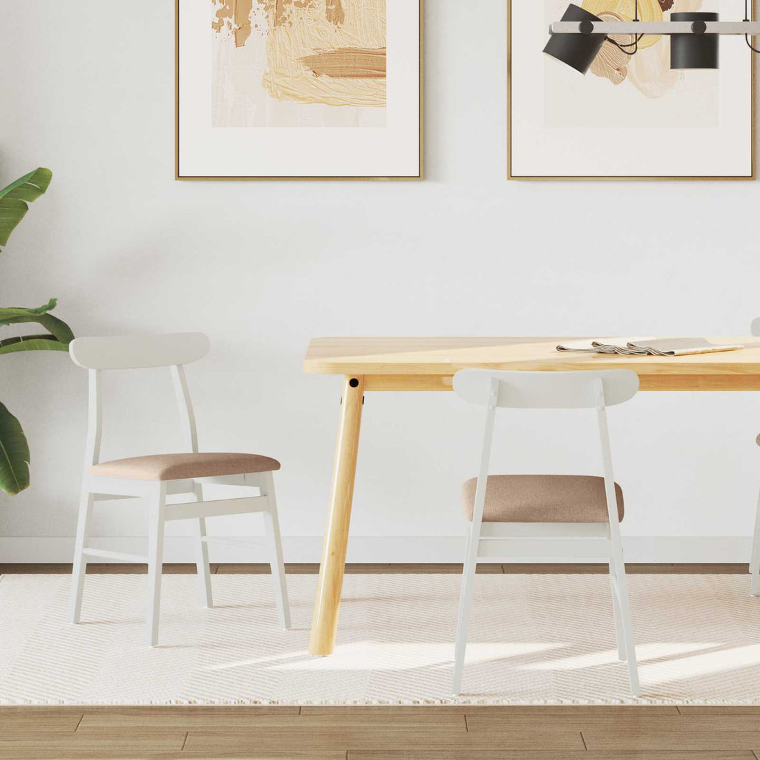 vidaXL Silla de comedor 2 uds. Madera de Caucho Sólido y marrón