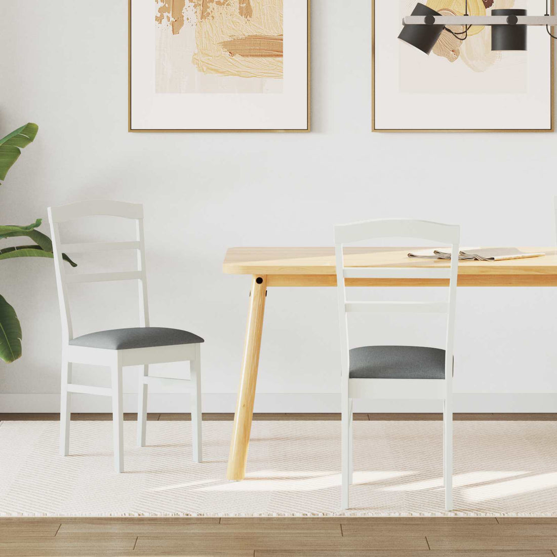 vidaXL Silla de comedor 2 uds. Madera de Caucho Sólido y gris