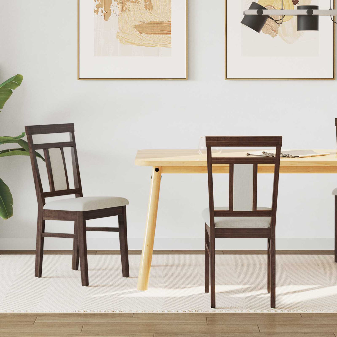 vidaXL Silla de comedor 2 uds. Madera de Caucho Sólido