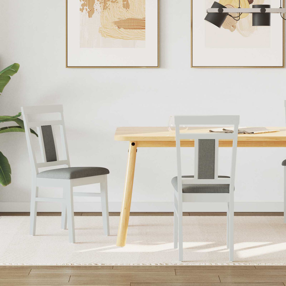 vidaXL Silla de comedor 2 uds. Madera de Caucho Sólido y gris