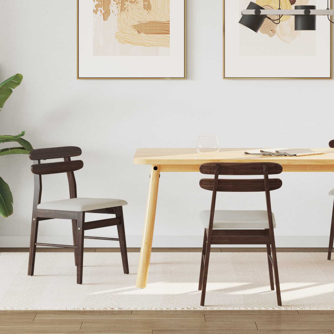 vidaXL Silla de comedor 2 uds. Madera de Caucho Sólido