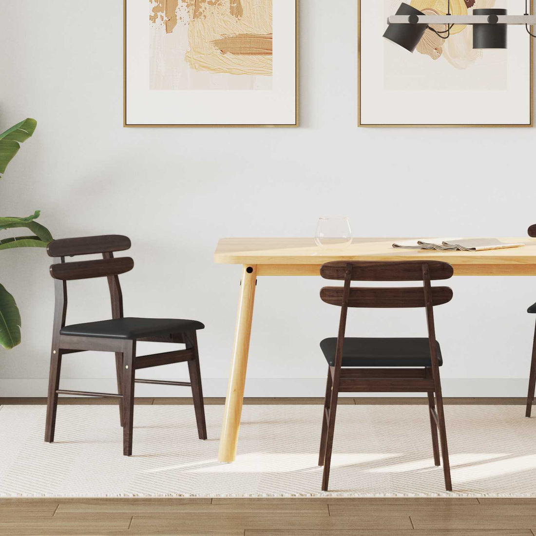 vidaXL Silla de comedor 2 uds. Madera de Caucho Sólido