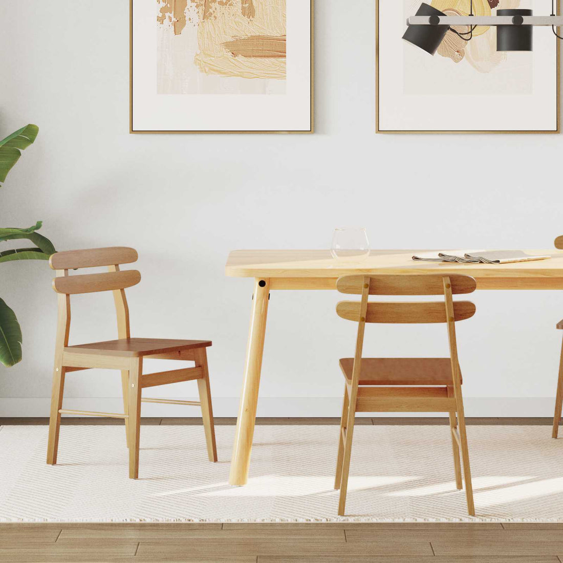 vidaXL Silla de comedor 2 uds. Madera de Caucho Sólido Natural