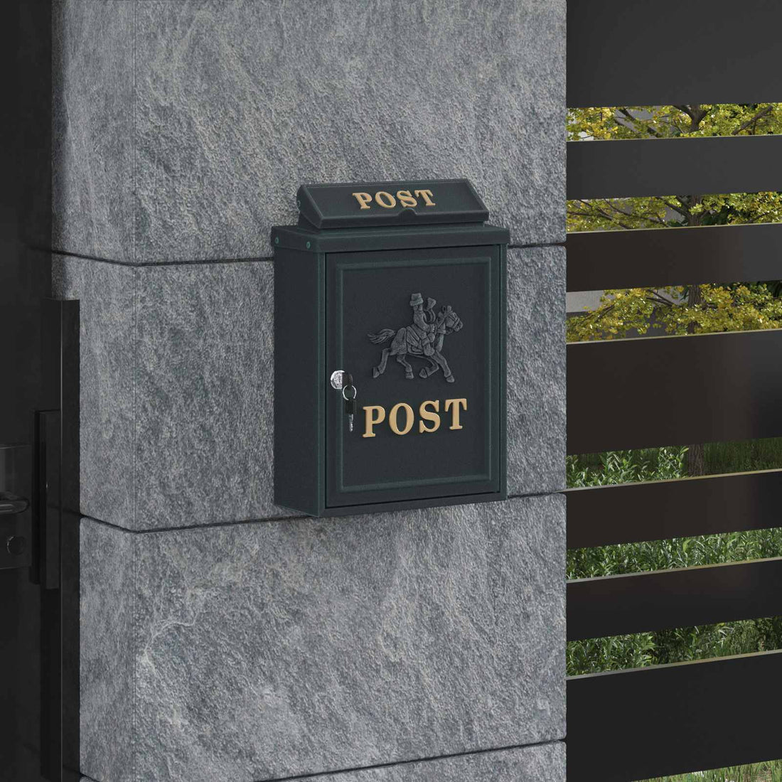 vidaXL Buzón Montado en la Pared con puerta Verde 29 x 13 x 41 cm