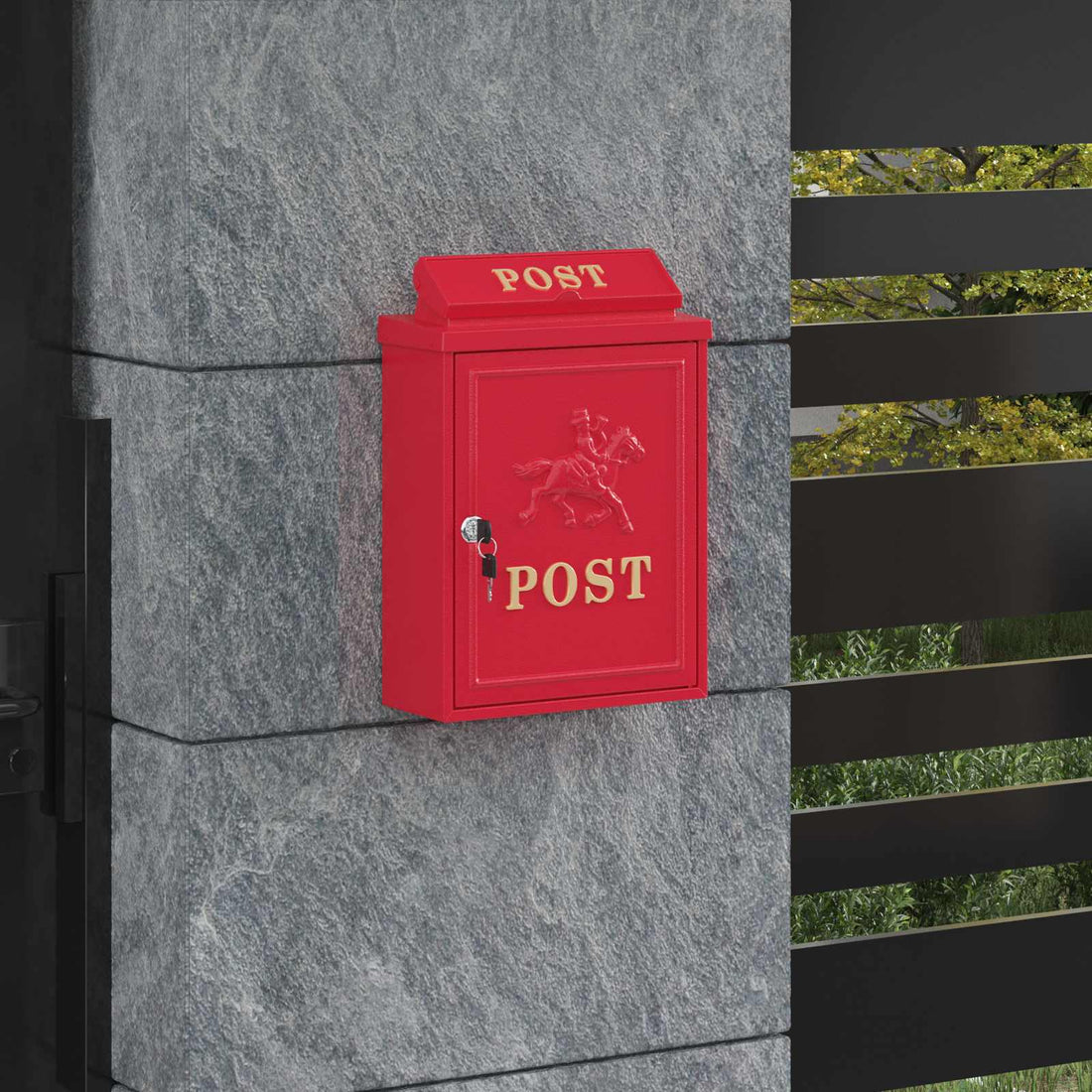 vidaXL Buzón Montado en la Pared Rojo 29 x 13 x 41 cm Aluminio fundido