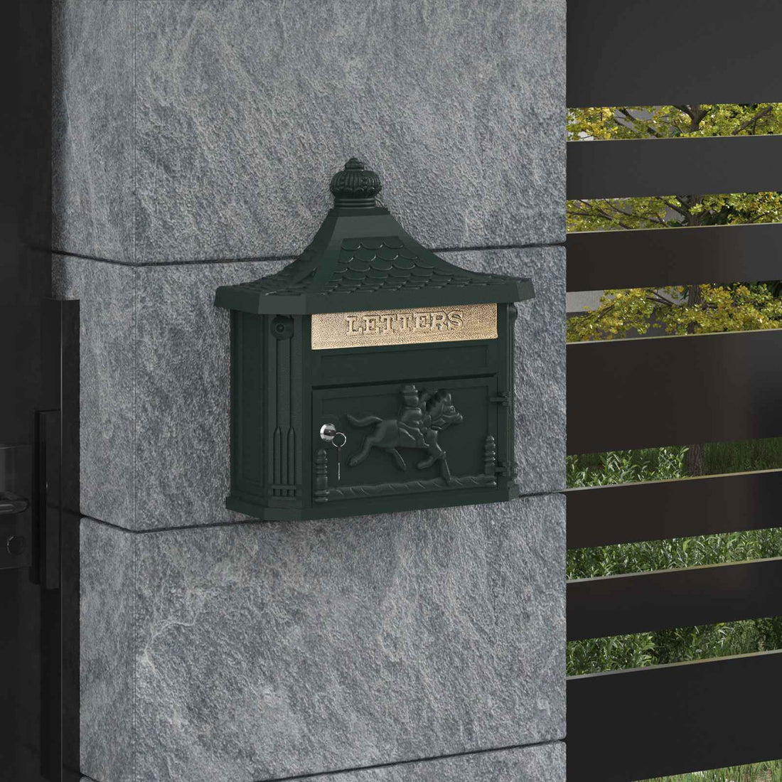 vidaXL Buzón Montado en la Pared con puerta Verde 40,5 x 16 x 45 cm